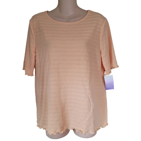 Stars Above Orange Ruffled Hem Cozy T-shirt Size Women's Medium NEW with Tag - Picture 1 of 10